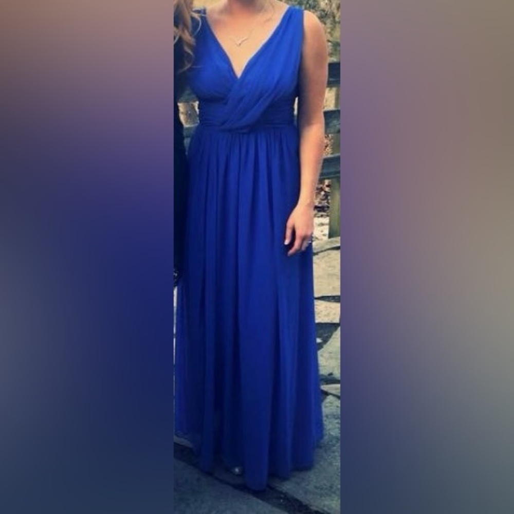 Dessy Collection Style 2894 Chiffon Dress - Size 10 - Color Lapis